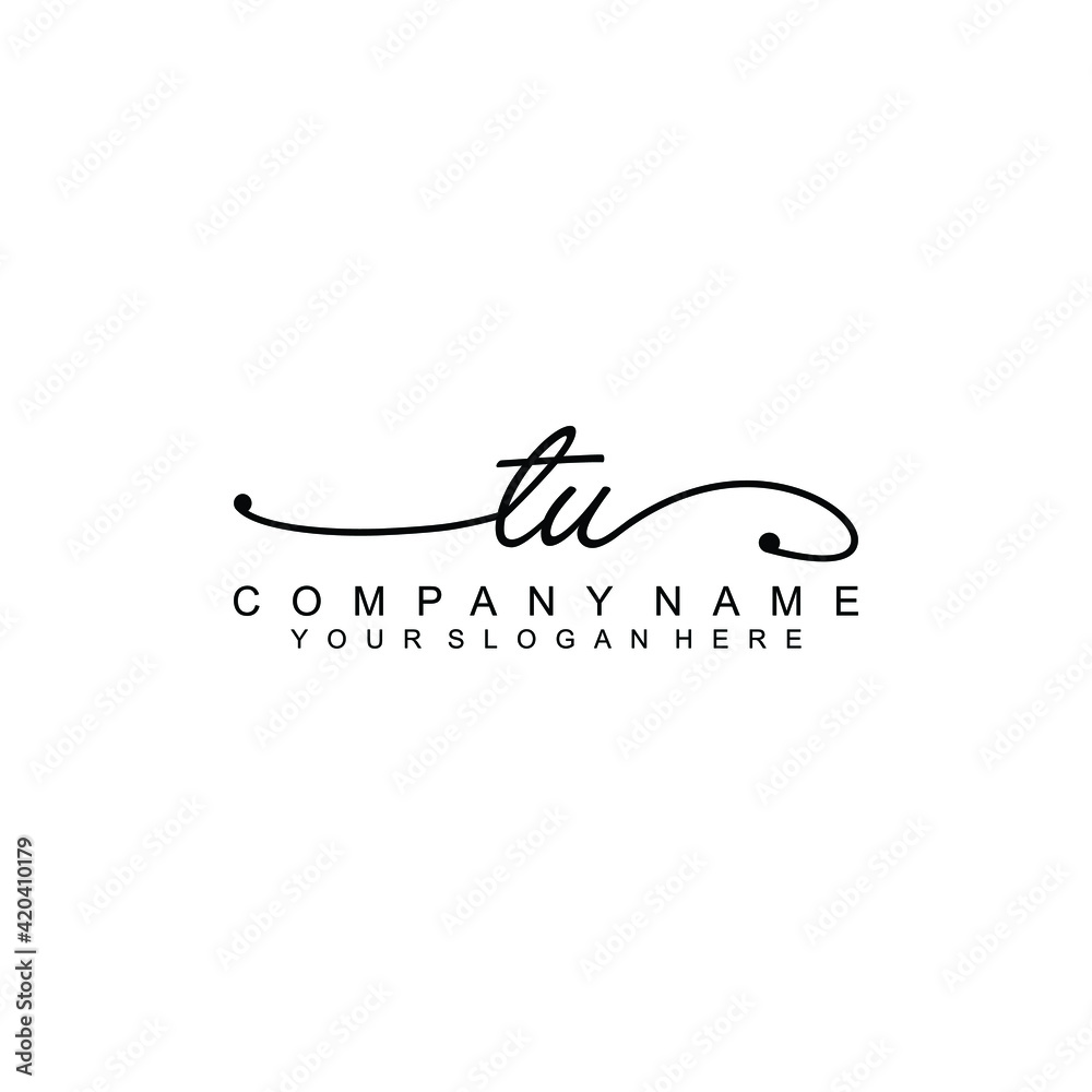 TU beautiful Initial handwriting logo template TU beautiful Initial handwriting logo template