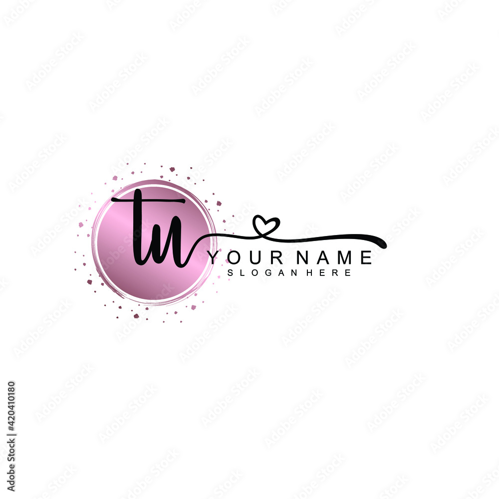 TU beautiful Initial handwriting logo template