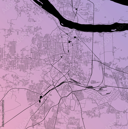 Tiruchirappalli, Tamil Nadu, India (IND) - Urban vector city map with parks, rail and roads, highways, minimalist town plan design poster, city center, downtown, transit network, street blueprint photo