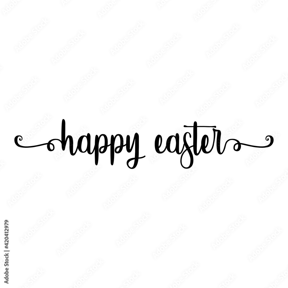 Banner con texto manuscrito happy easter escrito a mano con florituras en color negro Banner con texto manuscrito happy easter escrito a mano con florituras en color negro