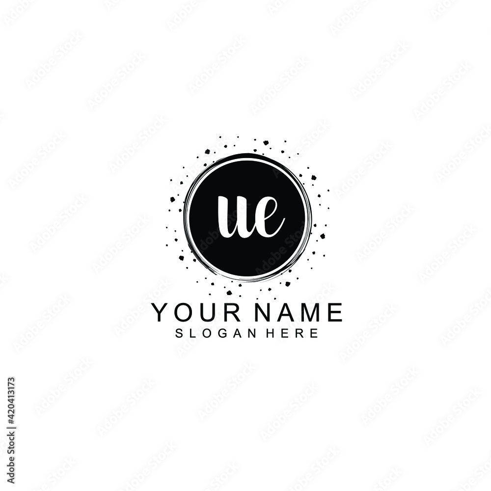 UE beautiful Initial handwriting logo template UE beautiful Initial handwriting logo template