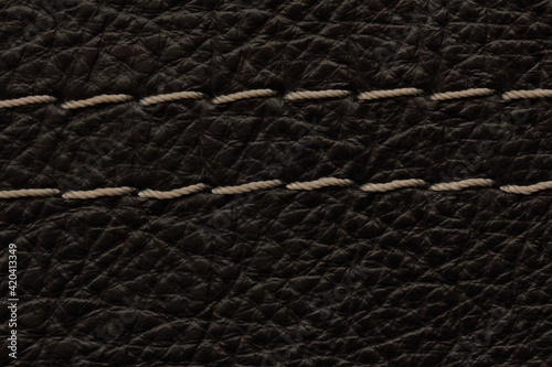 decorative stitching on genuine leather