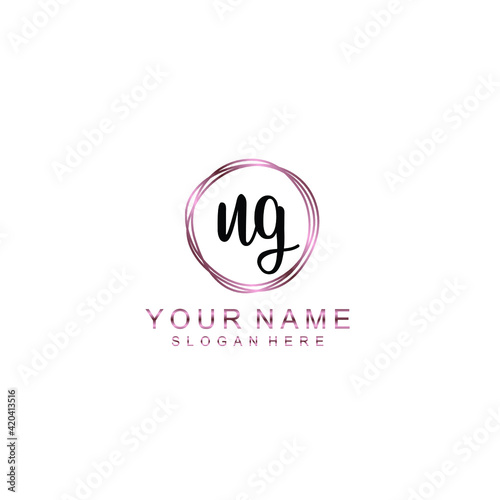 UG beautiful Initial handwriting logo template