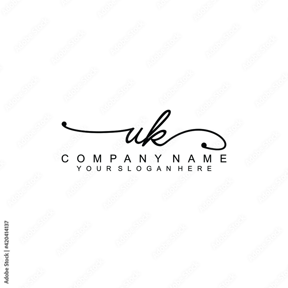 UK beautiful Initial handwriting logo template UK beautiful Initial handwriting logo template