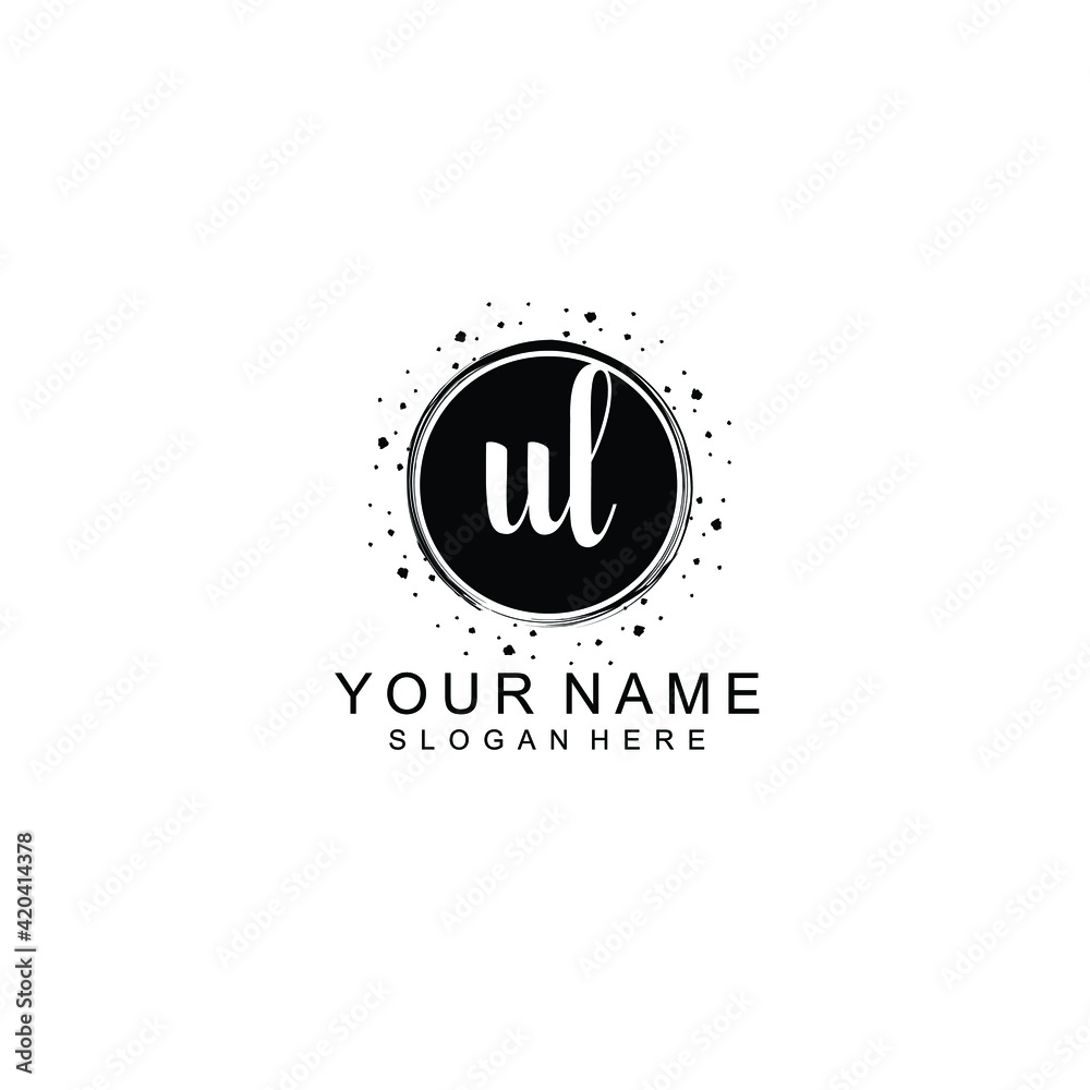 UL beautiful Initial handwriting logo template