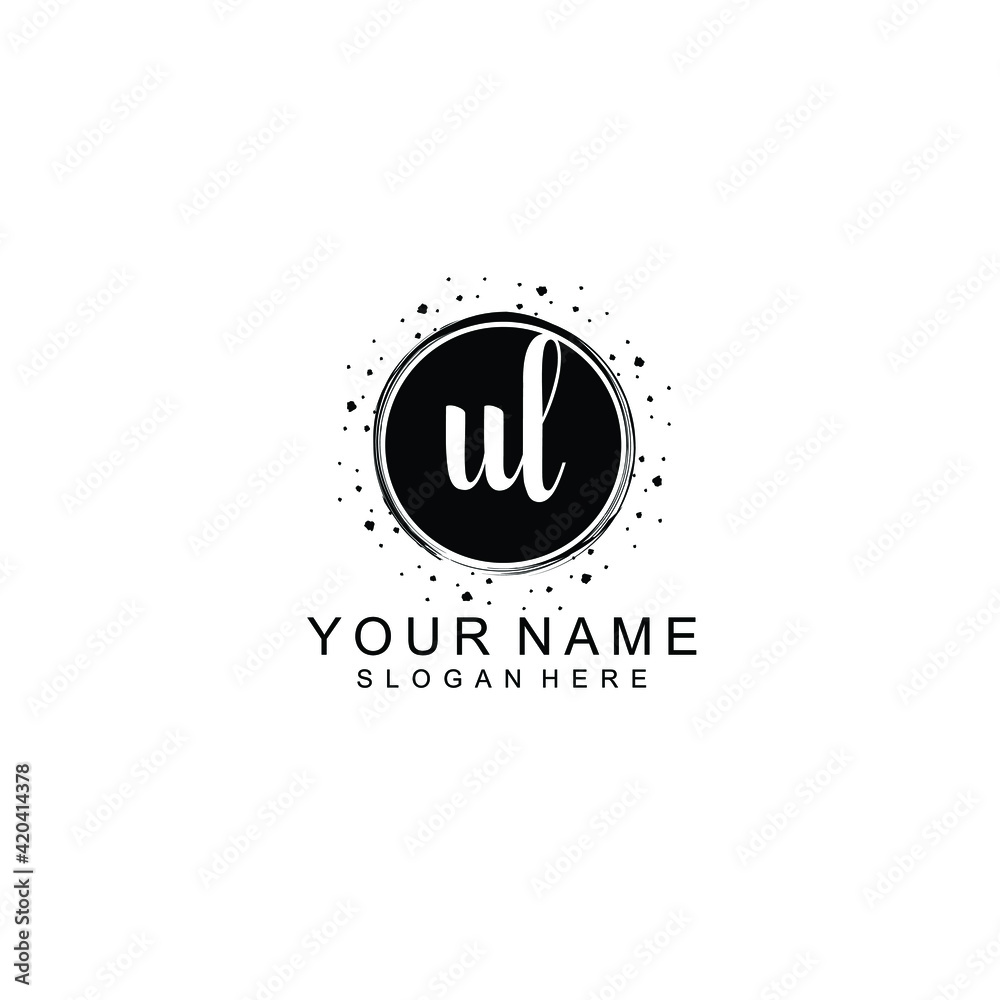 UL beautiful Initial handwriting logo template UL beautiful Initial handwriting logo template