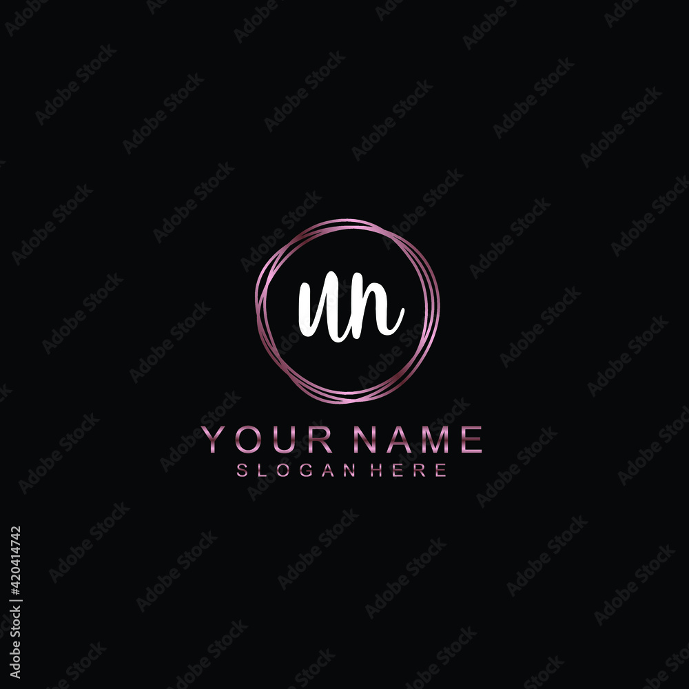UN beautiful Initial handwriting logo template UN beautiful Initial handwriting logo template