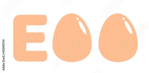 chicken egg letter logotype cartoon doodle flat design style vector illustration 
