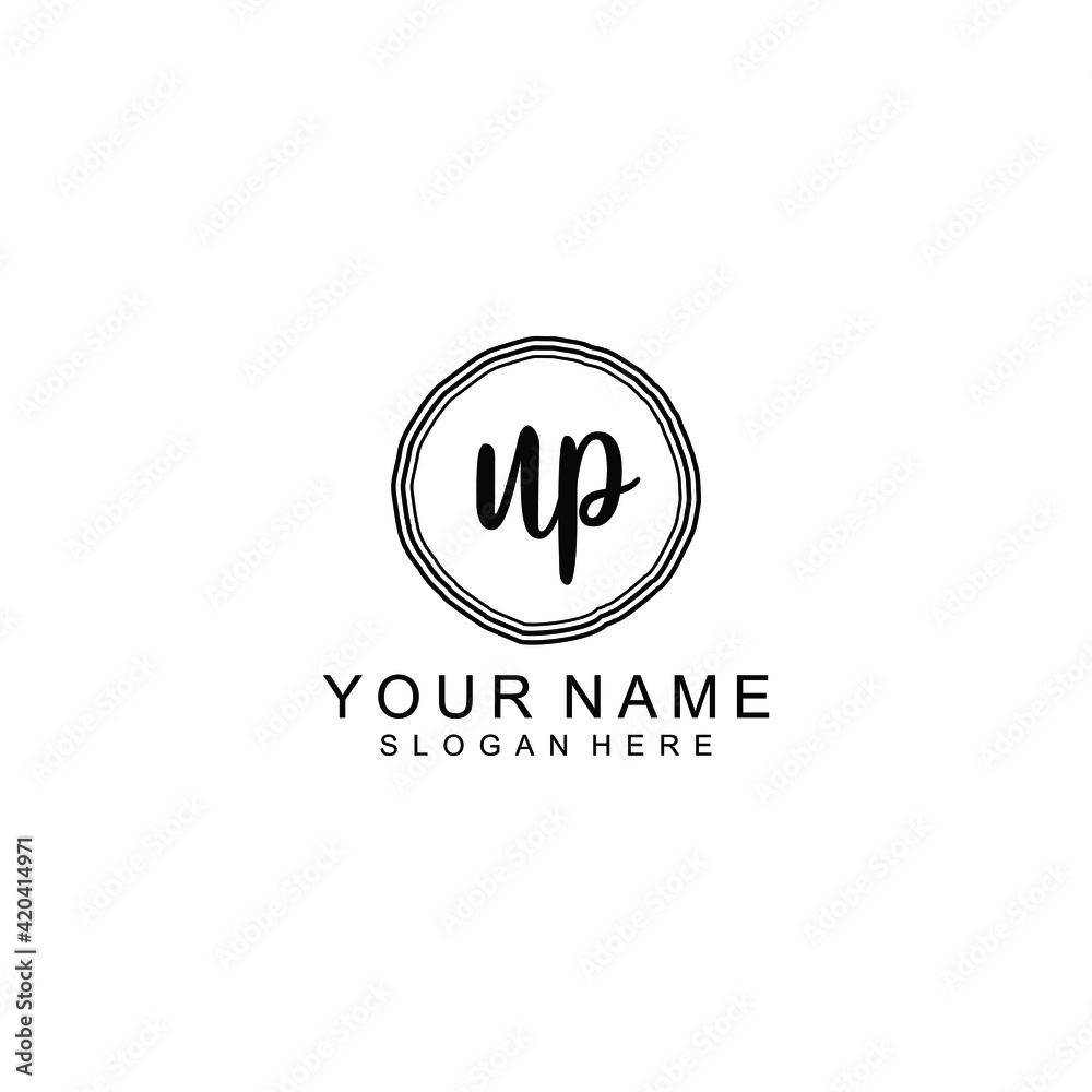 UP beautiful Initial handwriting logo template