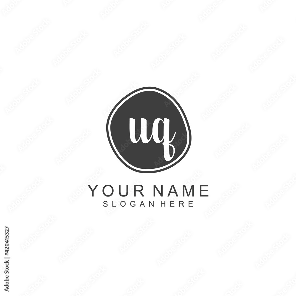 UQ beautiful Initial handwriting logo template UQ beautiful Initial handwriting logo template