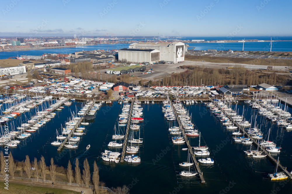 Aerial View of Lynetten Sailboat Harbor in Copenhagen
