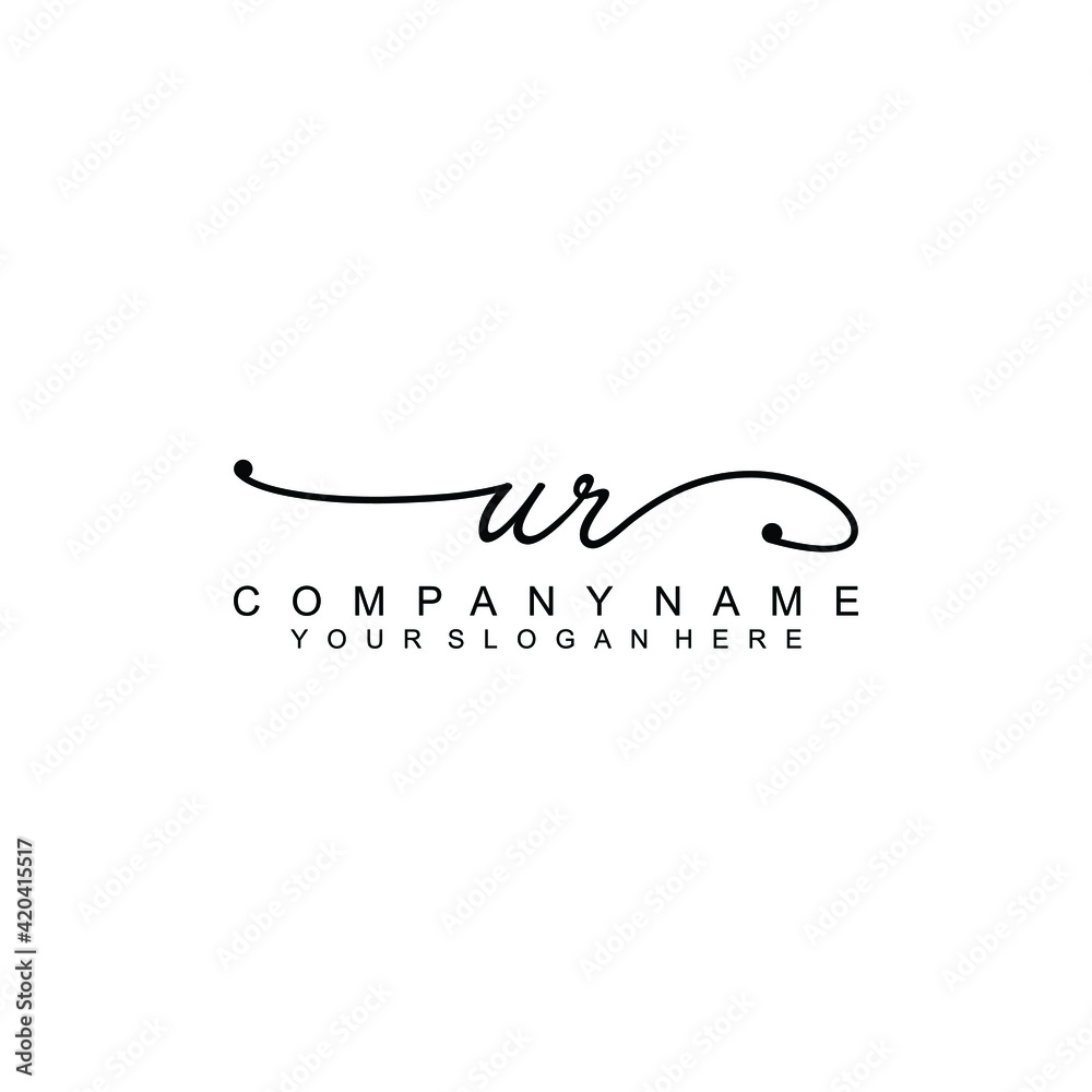 UR beautiful Initial handwriting logo template UR beautiful Initial handwriting logo template