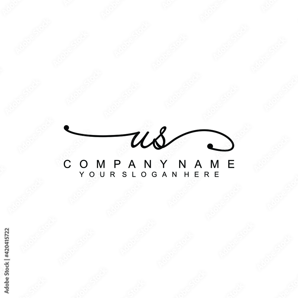 US beautiful Initial handwriting logo template US beautiful Initial handwriting logo template