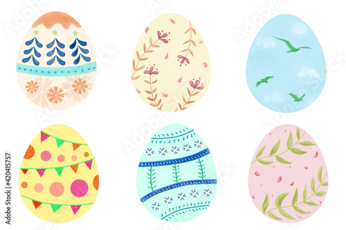 Easter eggs clipart set with watercolor texture.