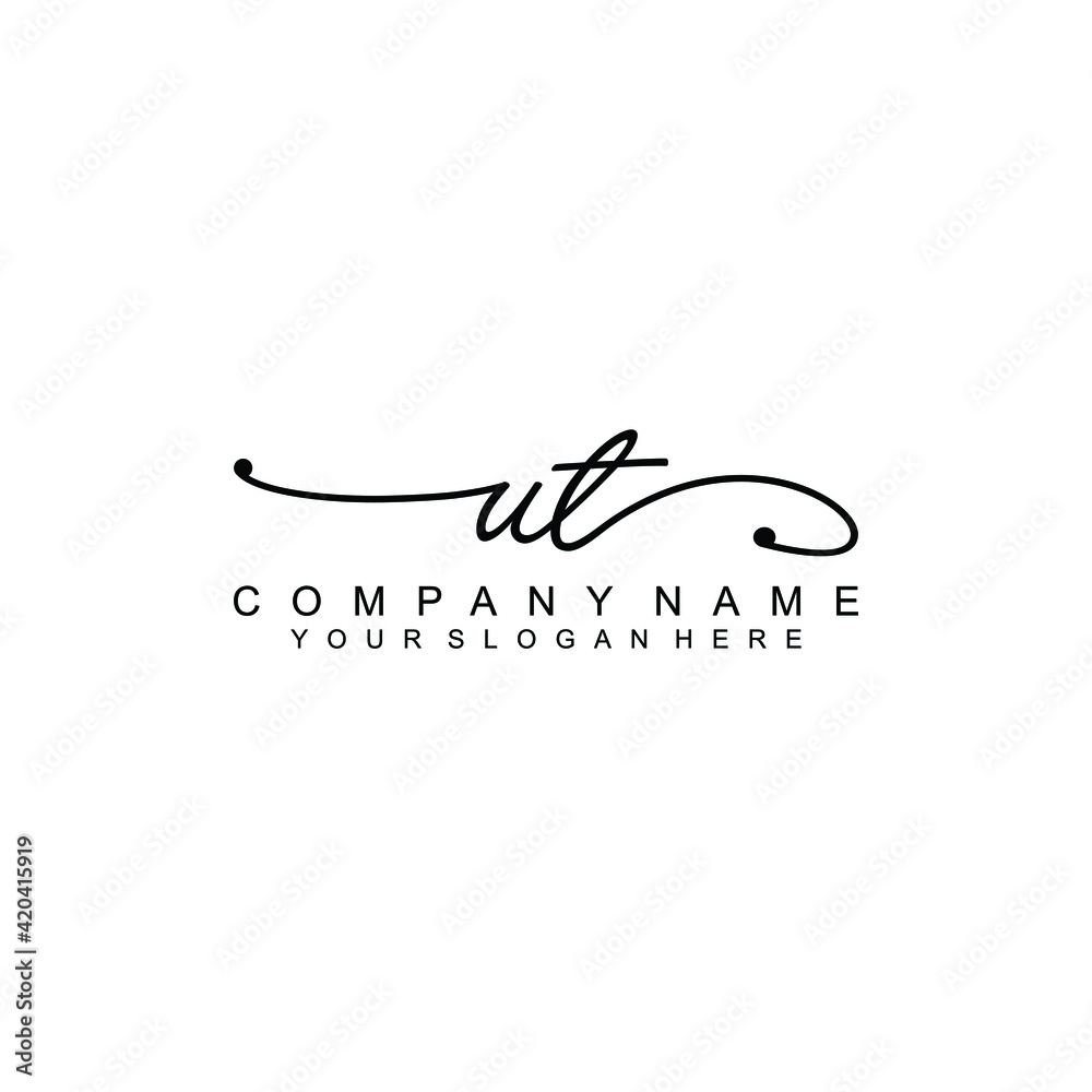 UT beautiful Initial handwriting logo template UT beautiful Initial handwriting logo template