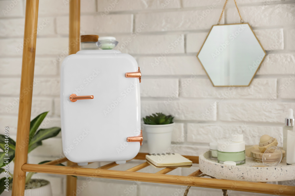 mini fridge on wall
