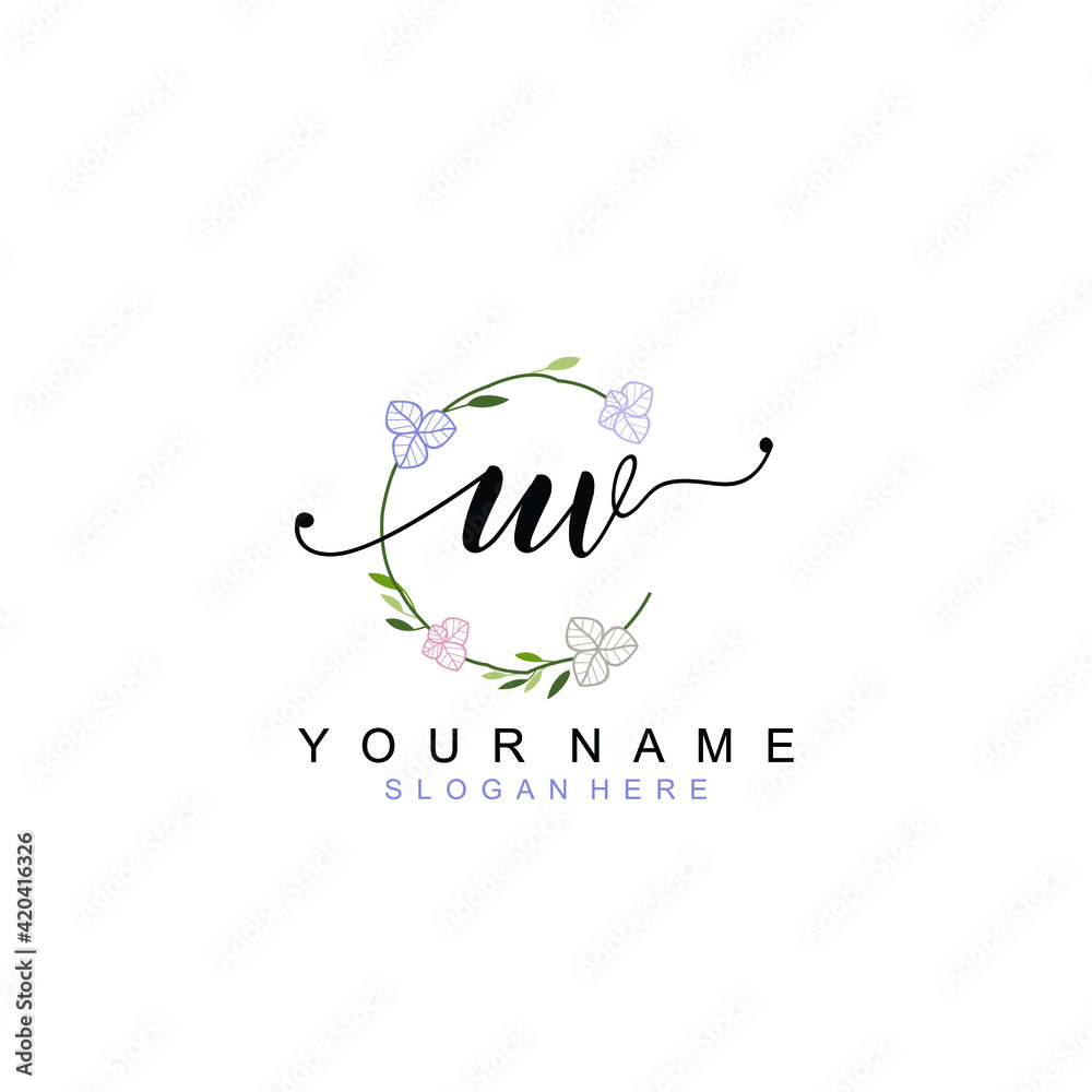 UV beautiful Initial handwriting logo template