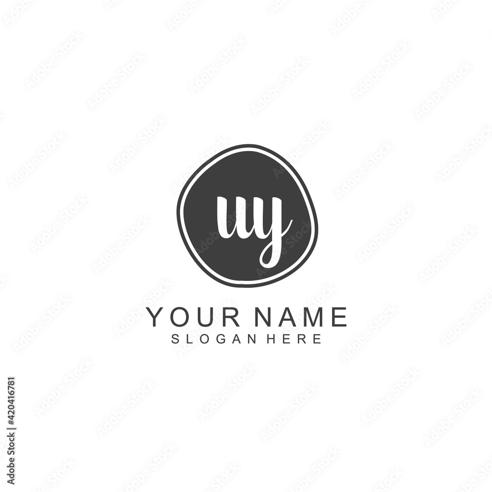 UY beautiful Initial handwriting logo template