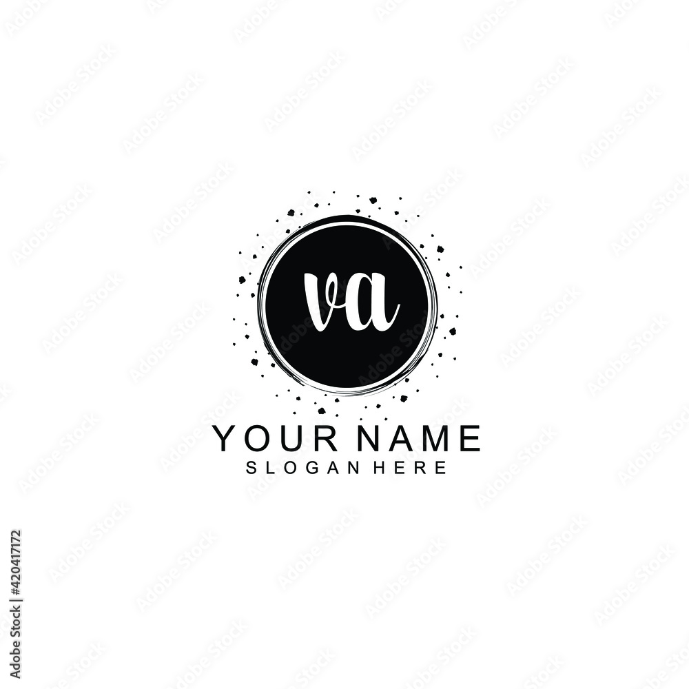 VA beautiful Initial handwriting logo template VA beautiful Initial handwriting logo template