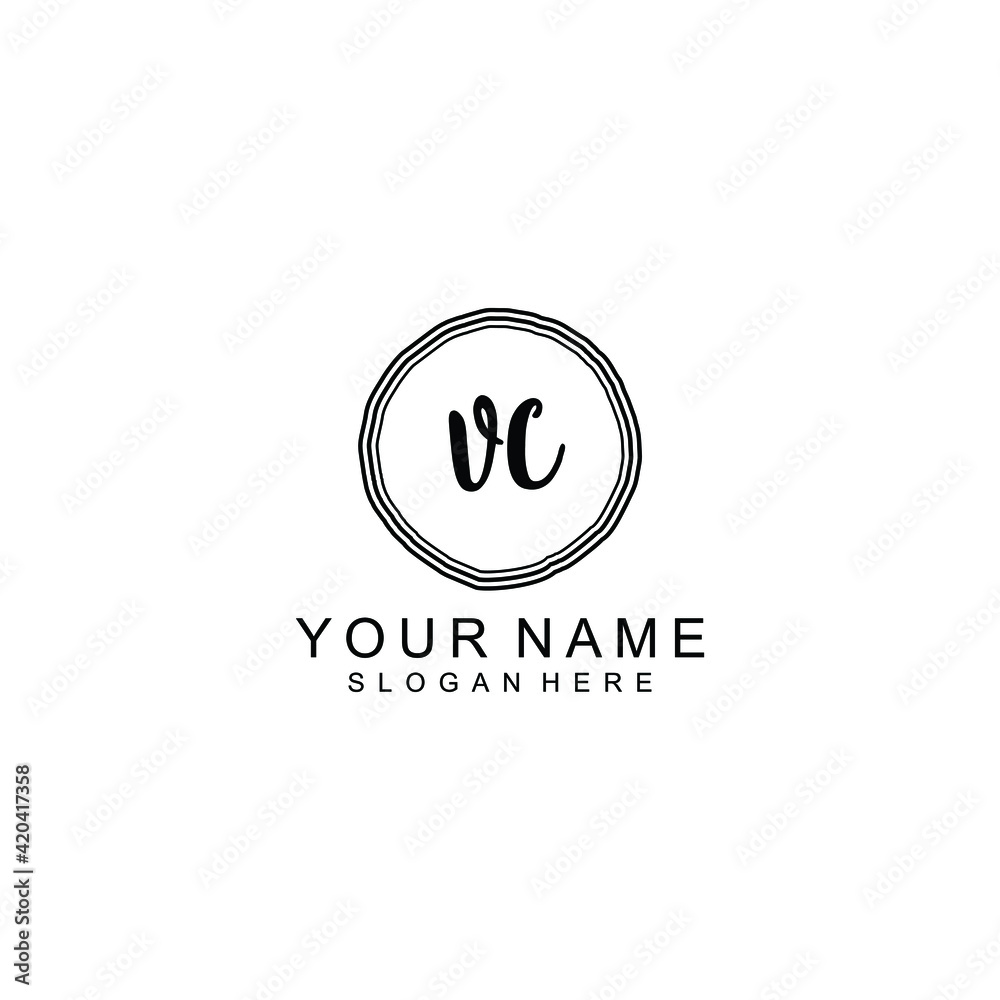 VC beautiful Initial handwriting logo template