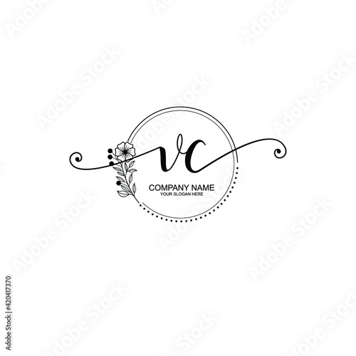 VC beautiful Initial handwriting logo template