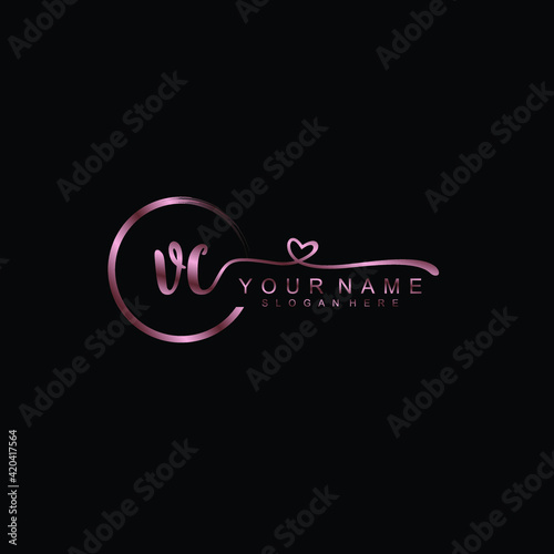 VC beautiful Initial handwriting logo template