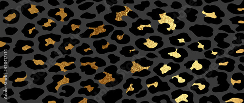 Obraz na plátne Luxury Gold leopard animal skin background vector
