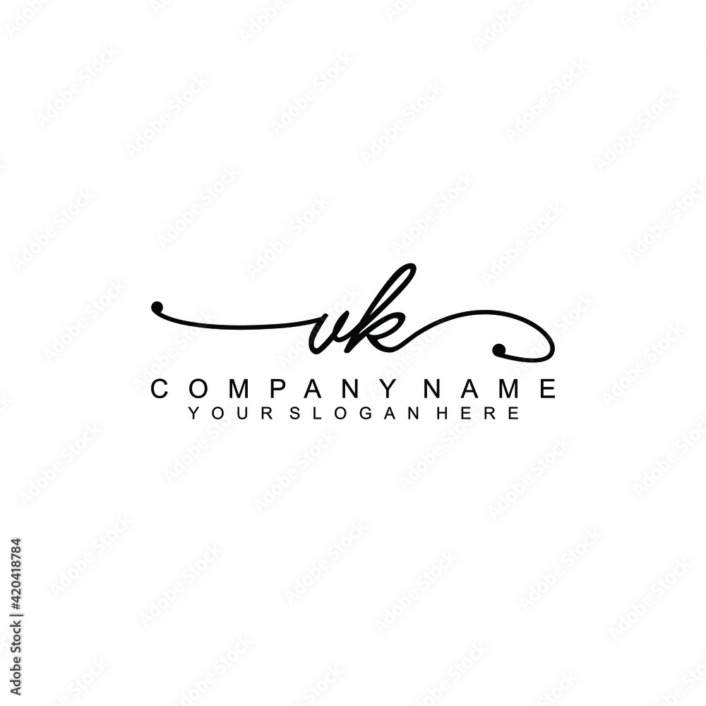 VK beautiful Initial handwriting logo template