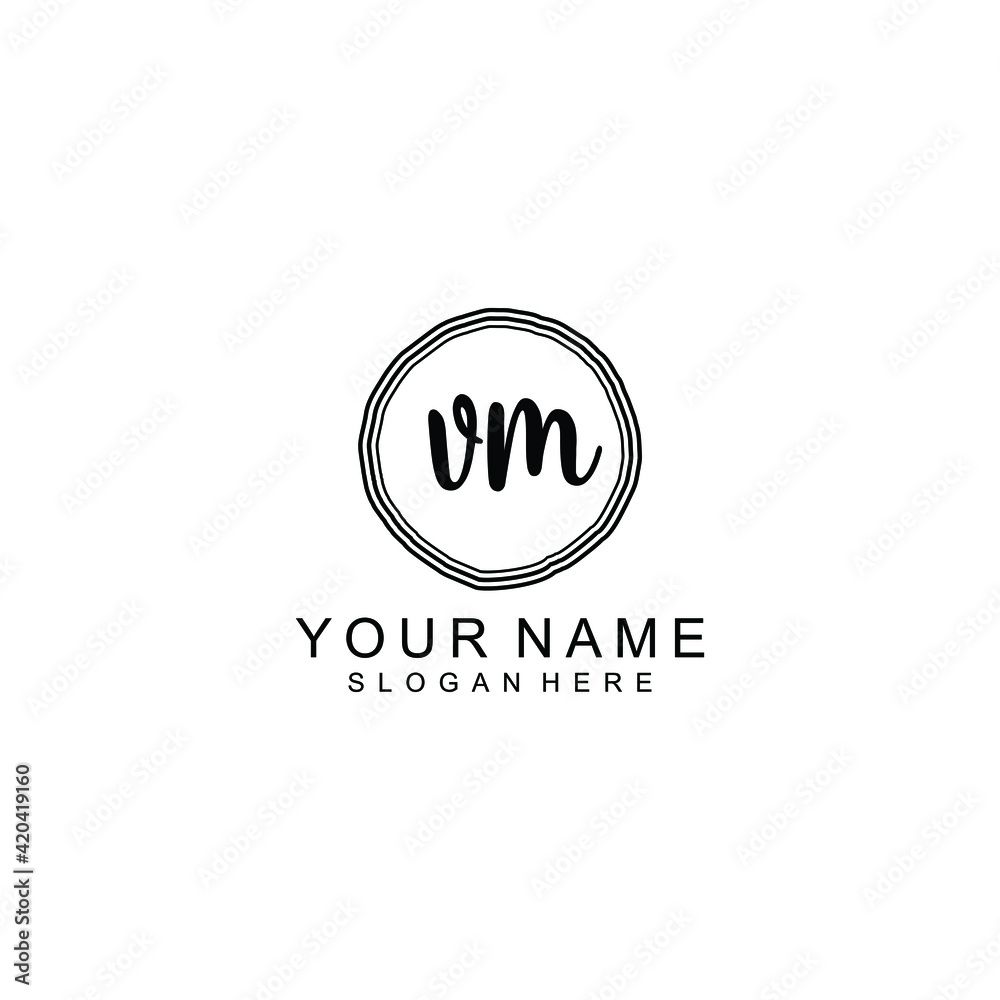 VM beautiful Initial handwriting logo template VM beautiful Initial handwriting logo template
