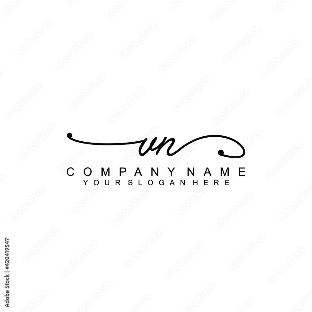 VN beautiful Initial handwriting logo template VN beautiful Initial handwriting logo template