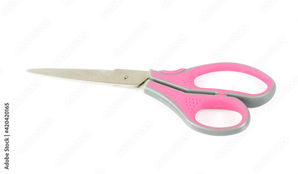 pink and grey scissors isolated on white background pink and grey scissors isolated on white background