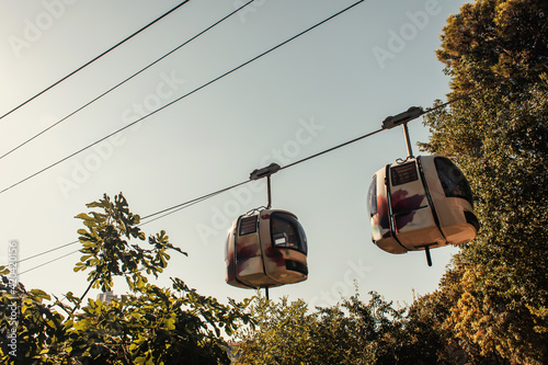 Canvas Print Cable car near green trees, Istanbul, Turkey