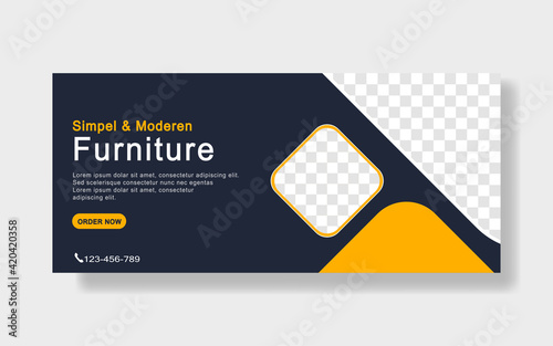 Stylish dark blue furniture banner design