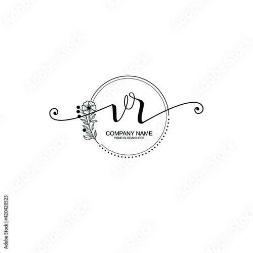 VR beautiful Initial handwriting logo template