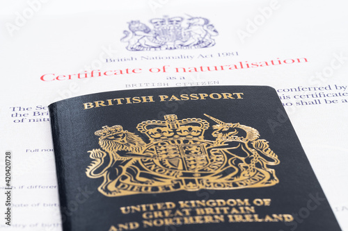 Canvastavla First Iconic blue post brexit 2021 style British passport with naturalization ce
