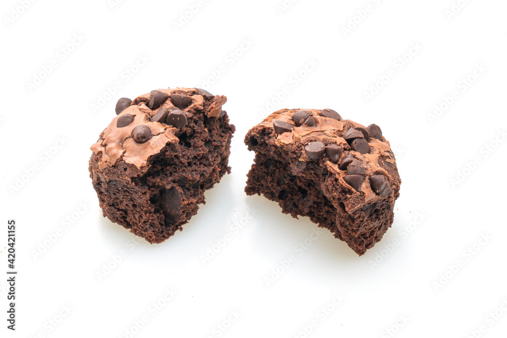 dark chocolate brownies topped by chocolate chips dark chocolate brownies topped by chocolate chips