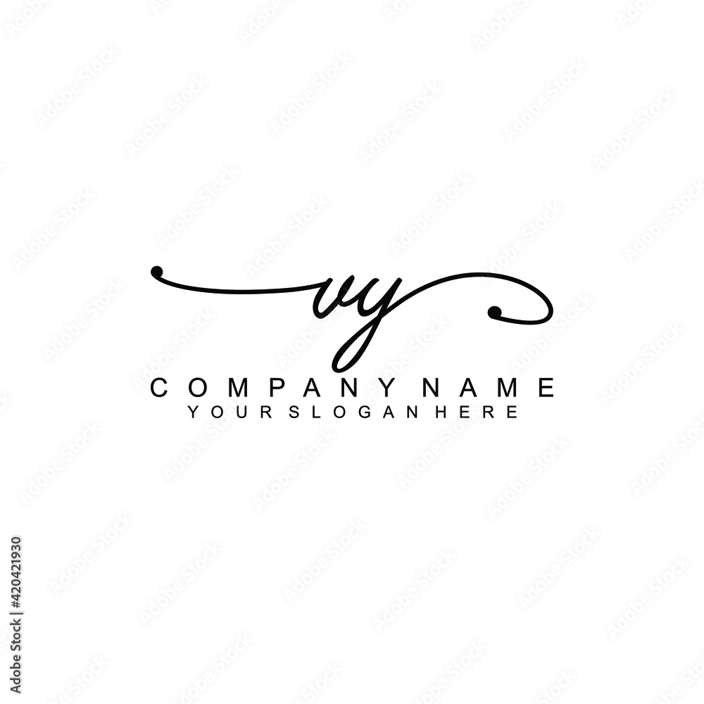 VY beautiful Initial handwriting logo template