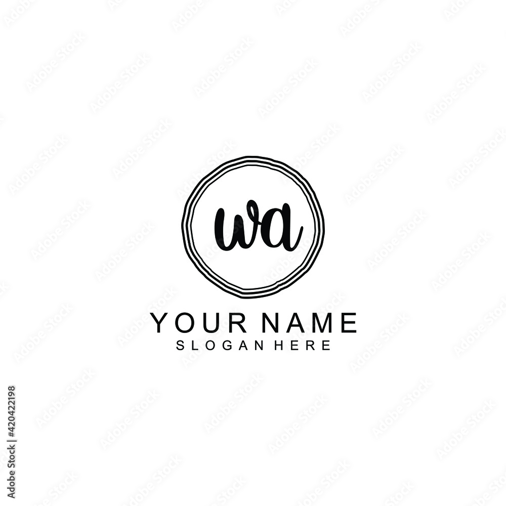 WA beautiful Initial handwriting logo template WA beautiful Initial handwriting logo template