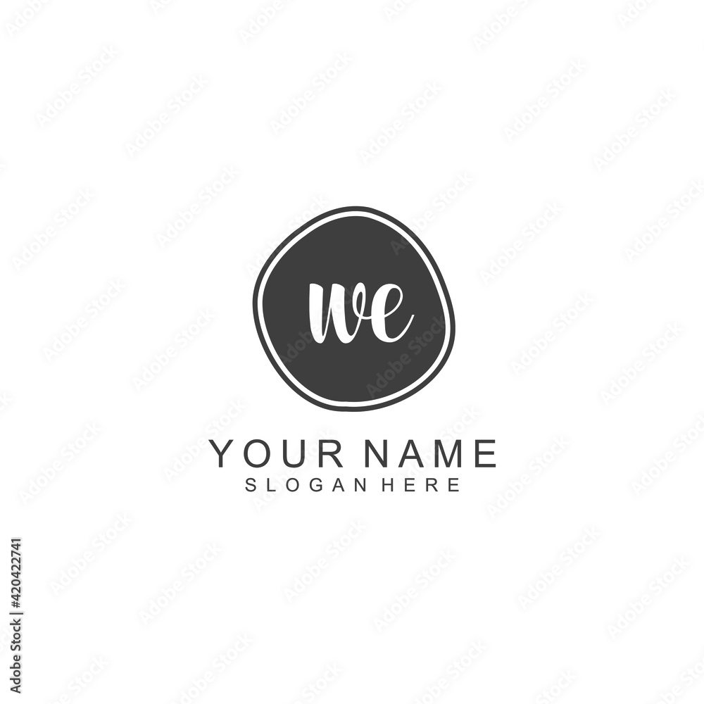 WE beautiful Initial handwriting logo template WE beautiful Initial handwriting logo template