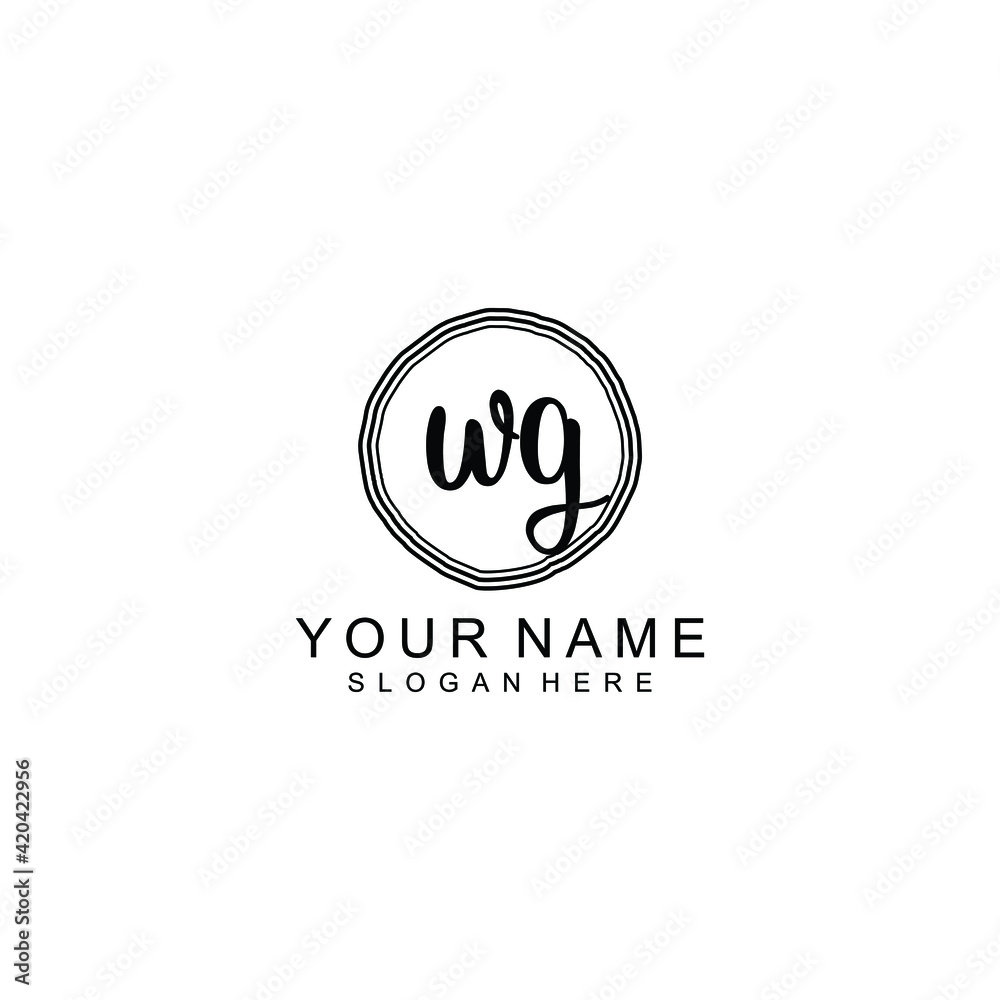 WG beautiful Initial handwriting logo template WG beautiful Initial handwriting logo template