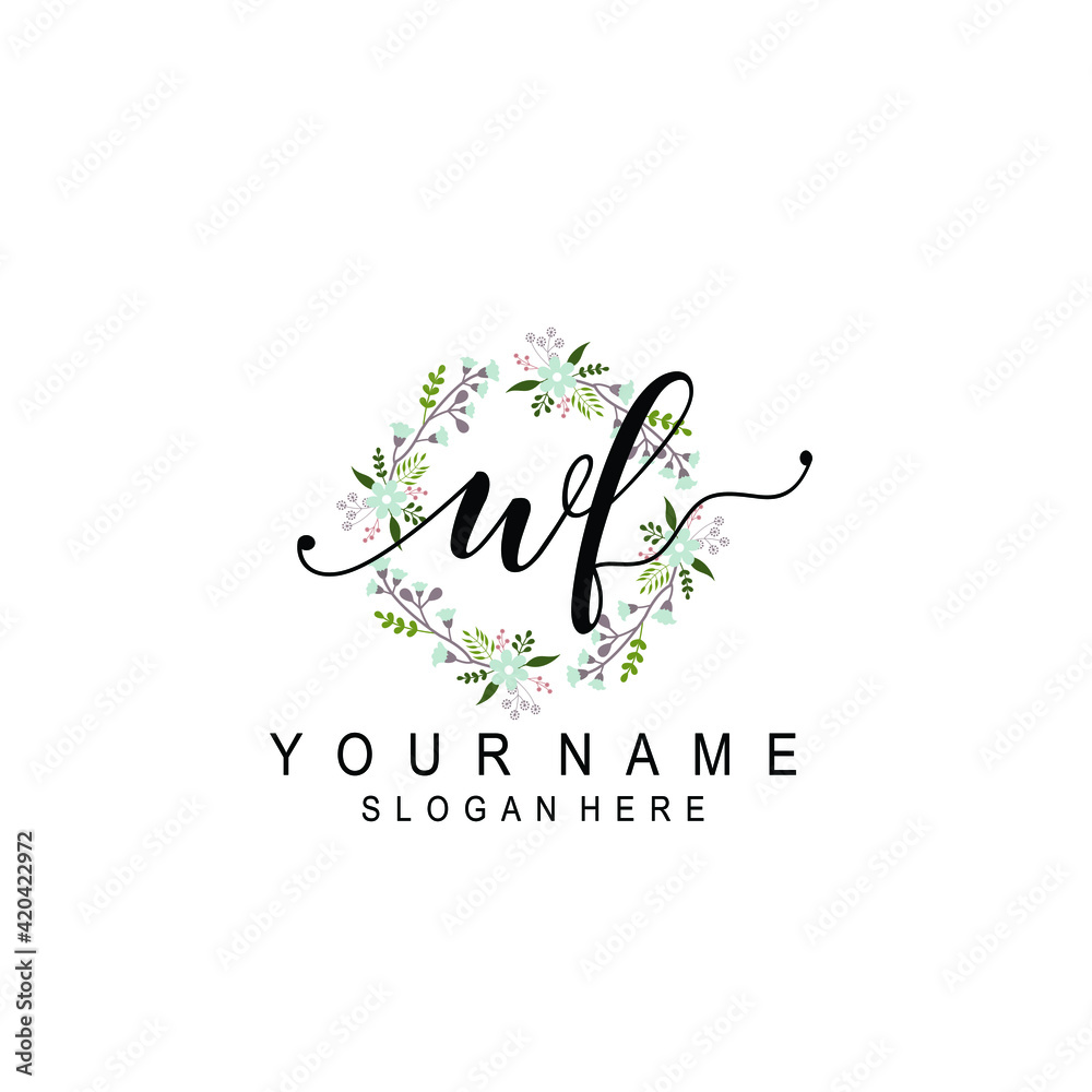 WF beautiful Initial handwriting logo template WF beautiful Initial handwriting logo template
