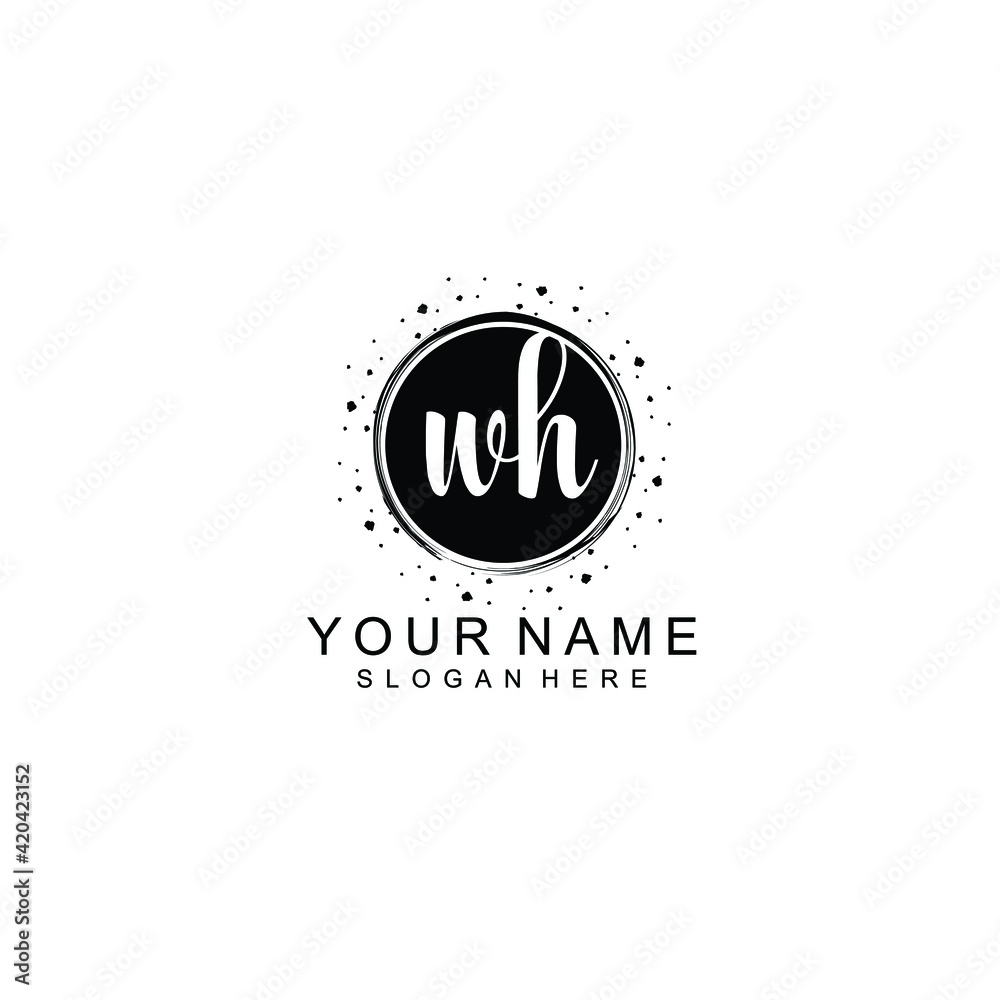 WH beautiful Initial handwriting logo template WH beautiful Initial handwriting logo template
