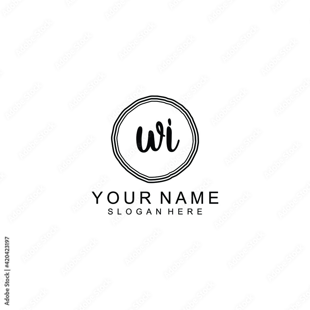 WI beautiful Initial handwriting logo template WI beautiful Initial handwriting logo template