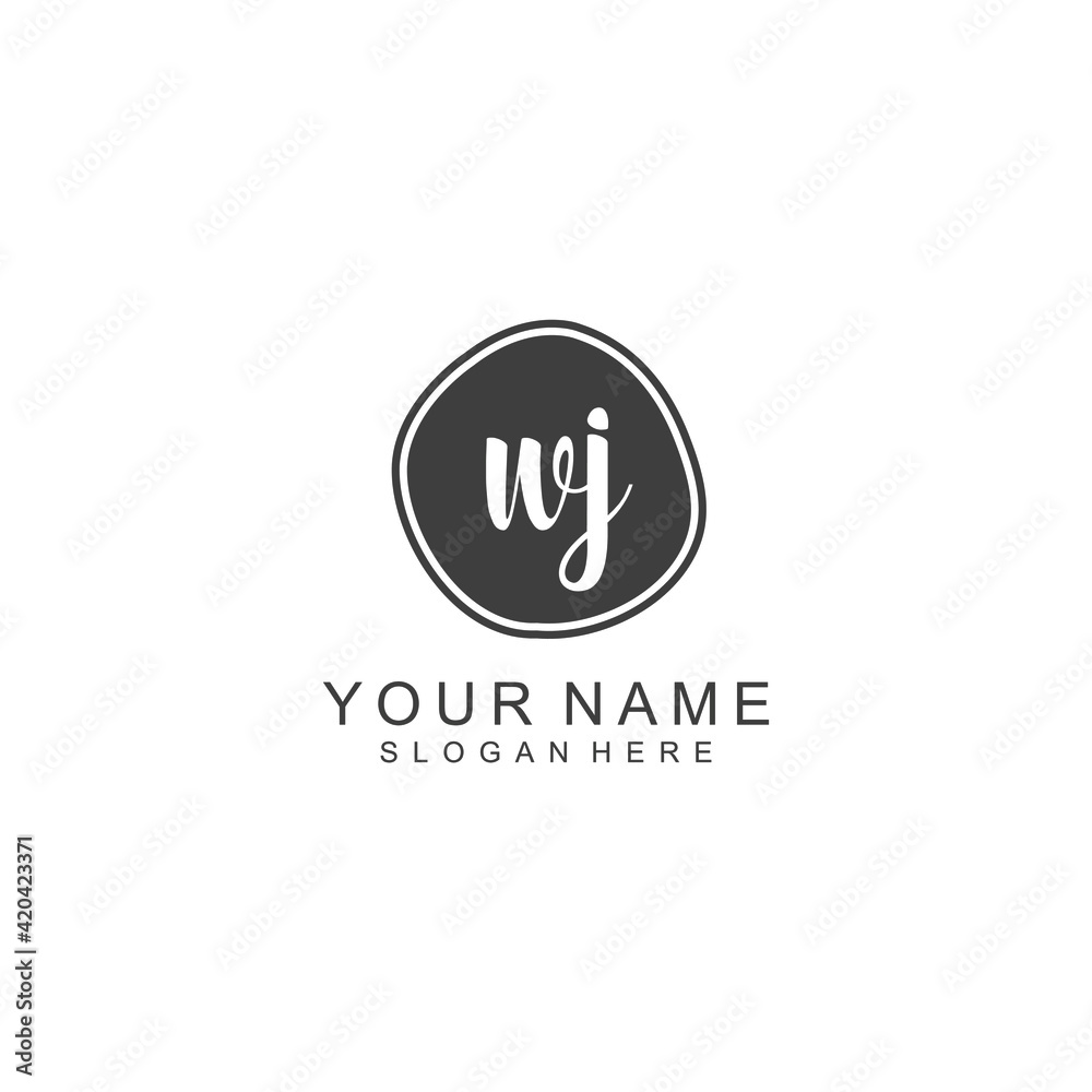 WJ beautiful Initial handwriting logo template WJ beautiful Initial handwriting logo template