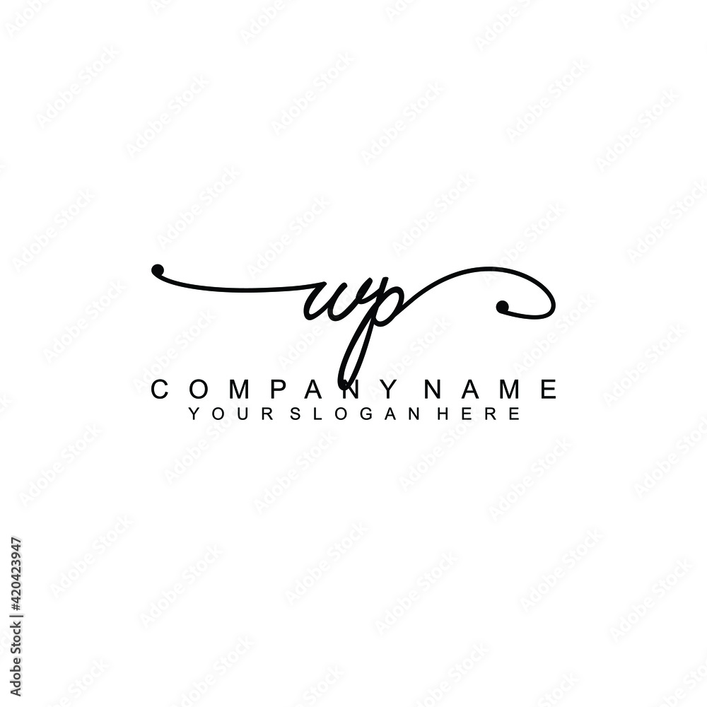 WP beautiful Initial handwriting logo template WP beautiful Initial handwriting logo template