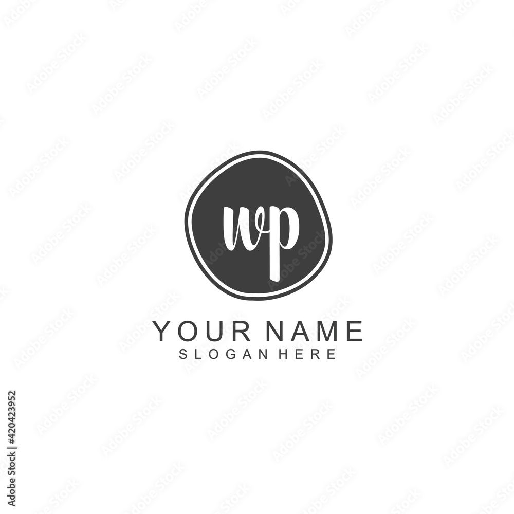 WP beautiful Initial handwriting logo template