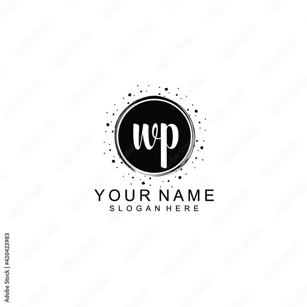 WP beautiful Initial handwriting logo template WP beautiful Initial handwriting logo template