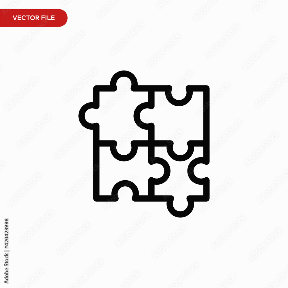 Puzzle icon vector. Simple piece sign