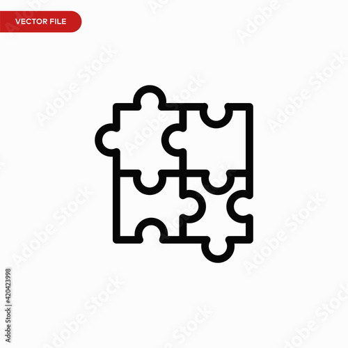 Puzzle icon vector. Simple piece sign