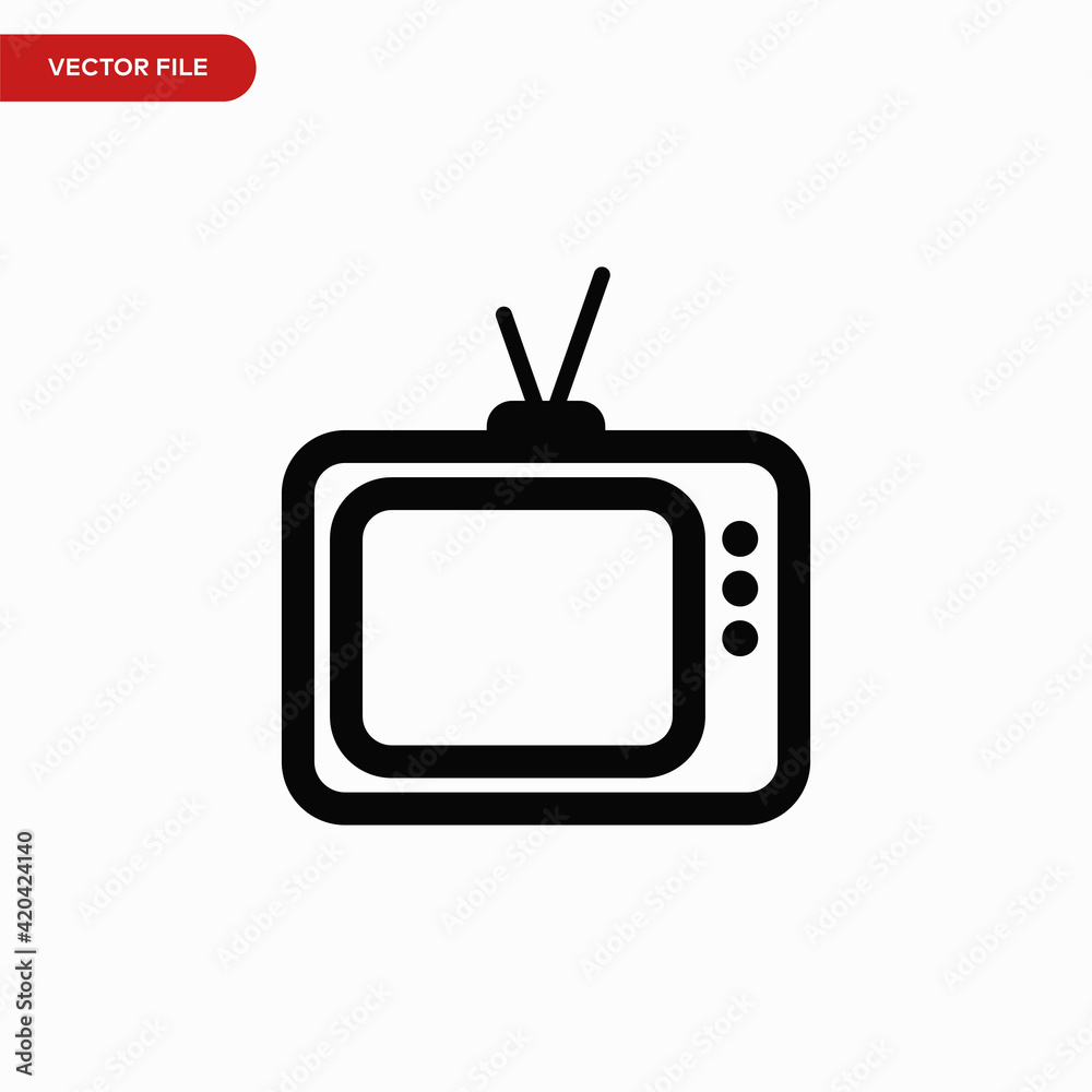 Television icon vector. Simple monitor sign Television icon vector. Simple monitor sign